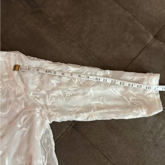 Dana Buchman Off White Sheer Button-Up Blouse - Picture 11 of 13